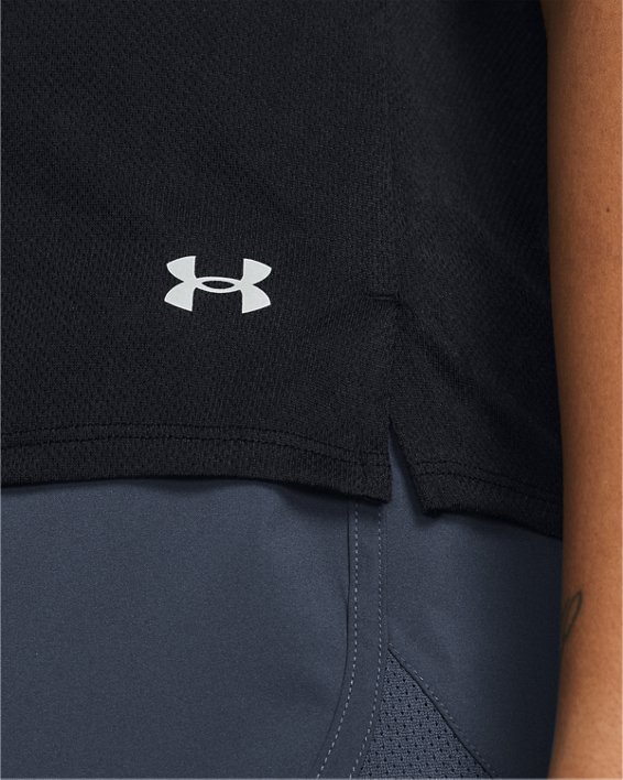 Women's UA Launch Splatter Short Sleeve, Black, pdpMainDesktop image number 2